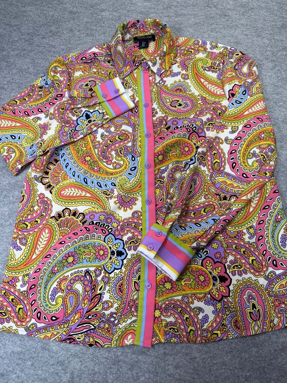 Rachel Zoe Multi-Color Paisley Button-Up Long Sleeve Blouse Size S